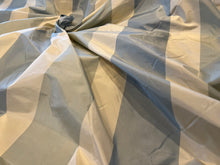 Load image into Gallery viewer, #1454  Blue &amp; Ivory Striped 100% Silk Taffeta Remnant. 2x Available