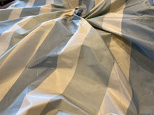 Load image into Gallery viewer, #1454  Blue &amp; Ivory Striped 100% Silk Taffeta Remnant. 2x Available