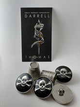 Load image into Gallery viewer, Silver &amp; Black Enamel Covered Skull &amp; Crossbones Button