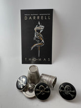 Load image into Gallery viewer, Silver &amp; Black Enamel Covered Skull &amp; Crossbones Button