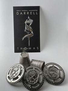 Steampunk Silver Metal Skull Button