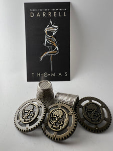Steampunk Antique Gold Metal Skull Button