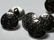 Load image into Gallery viewer, 5/8" Shiny Silver Metal Tulip buttons  Blowout   Pkg of 6