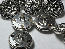 Load image into Gallery viewer, 7/8" Lightweight Floral Metal buttons  Blowout   Pkg of 12