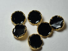 Load image into Gallery viewer, 1" Black &amp; Gold Enameled Metal buttons  Blowout   Pkg of 6