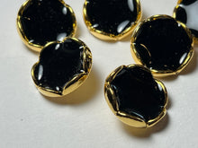 Load image into Gallery viewer, 1" Black &amp; Gold Enameled Metal buttons  Blowout   Pkg of 6