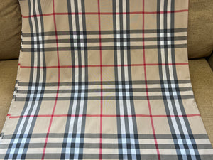 Medium Designer Tan Check  78% Cotton  18% Nylon 4% Spandex 1/4 Metre Price