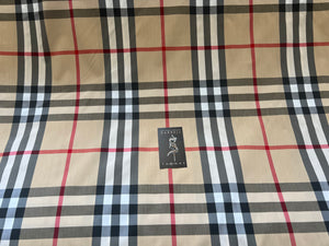 Medium Designer Tan Check  78% Cotton  18% Nylon 4% Spandex 1/4 Metre Price