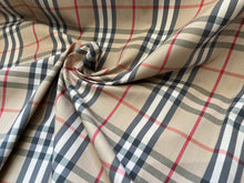 Load image into Gallery viewer, Small Designer Tan Check  78% Cotton  18% Nylon 4% Spandex 1/4 Metre Price