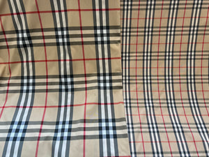 Small Designer Tan Check  78% Cotton  18% Nylon 4% Spandex 1/4 Metre Price