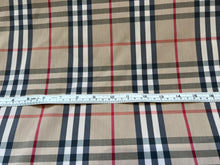 Load image into Gallery viewer, Small Designer Tan Check  78% Cotton  18% Nylon 4% Spandex 1/4 Metre Price