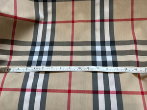 Medium Designer Tan Check  78% Cotton  18% Nylon 4% Spandex 1/4 Metre Price