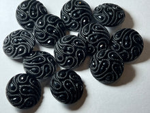 Load image into Gallery viewer, Black Plastic Paisley Shank Buttons.    Price per Button