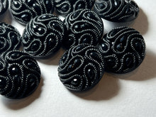 Load image into Gallery viewer, Black Plastic Paisley Shank Buttons.    Price per Button