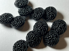 Load image into Gallery viewer, Black Plastic Paisley Shank Buttons.    Price per Button