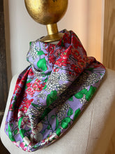 Load image into Gallery viewer, Designer Lavender Floral 100% Silk Charmeuse Scarf