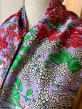 Load image into Gallery viewer, Designer Lavender Floral 100% Silk Charmeuse Scarf