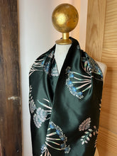 Load image into Gallery viewer, Wild Flowers on Forest Green 100% Silk Charmeuse Scarf