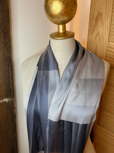 Designer Blue Abstract 100% Silk Charmeuse Scarf