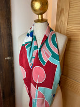 Load image into Gallery viewer, Blue &amp; Red Designer Silk Crepe de Chine Infinity Scarf