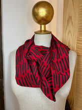 Load image into Gallery viewer, Red &amp; Green Geometric 100% Silk Scarf