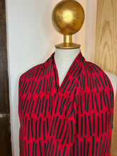 Load image into Gallery viewer, Red &amp; Green Geometric 100% Silk Scarf