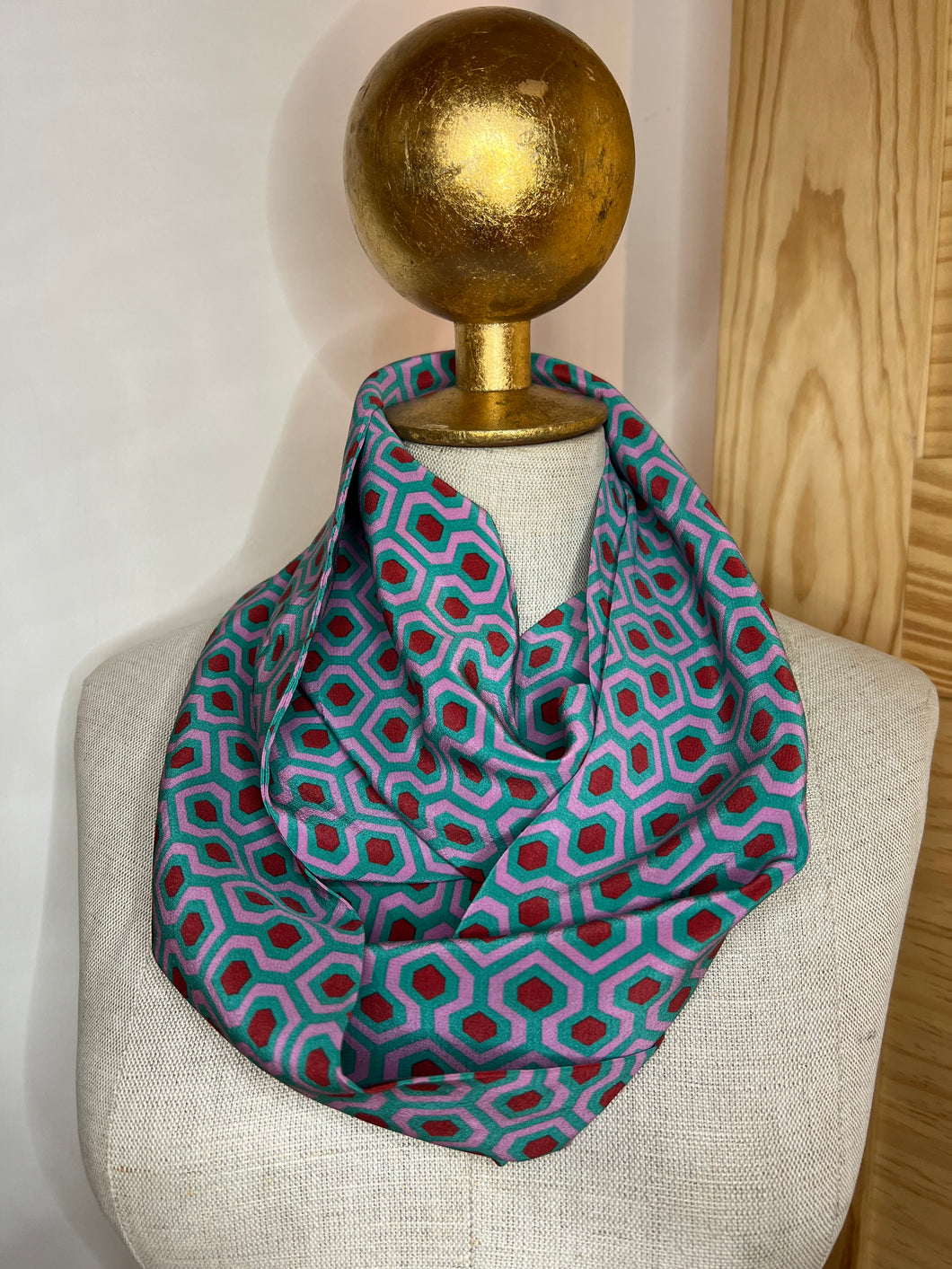 Modern Hexagon Overlook 100% Silk Scarf
