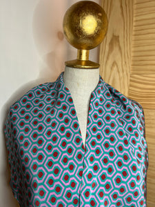 Modern Hexagon Overlook 100% Silk Scarf
