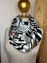 Load image into Gallery viewer, Black &amp; White Geometric 100% Silk Scarf
