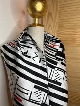 Load image into Gallery viewer, Black &amp; White Geometric 100% Silk Scarf