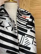 Load image into Gallery viewer, Black &amp; White Geometric 100% Silk Scarf