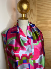 Load image into Gallery viewer, Royal &amp; Fuchsia Geometric 100% Silk Scarf