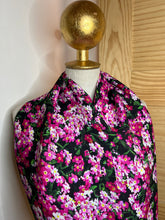 Load image into Gallery viewer, Black &amp; Fuchsia Floral 100% Silk Scarf