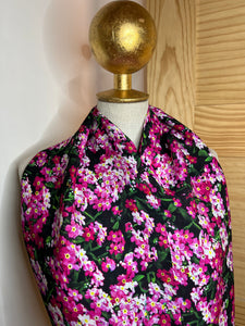 Black & Fuchsia Floral 100% Silk Scarf
