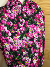 Load image into Gallery viewer, Black &amp; Fuchsia Floral 100% Silk Scarf