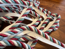 Load image into Gallery viewer, Ivory, Burgundy &amp; Seafoam Piping Cord Blowout 12.50 metres 80% off!!!