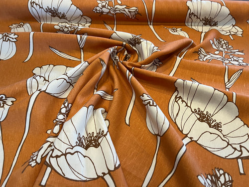 Thom Filica Poppyfield Tangelo 100% Linen   1/4 Metre Price