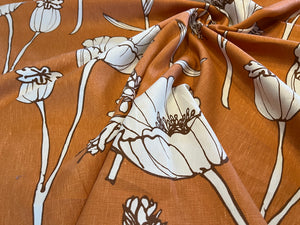 Thom Filica Poppyfield Tangelo 100% Linen   1/4 Metre Price