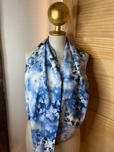 Blue Waves 100% Silk Charmeuse Scarf