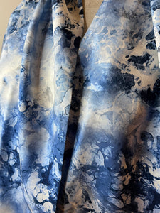 Blue Waves 100% Silk Charmeuse Scarf