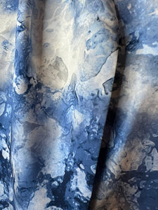 Blue Waves 100% Silk Charmeuse Scarf