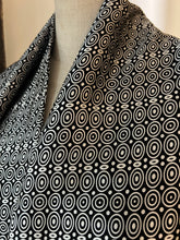 Load image into Gallery viewer, Black &amp; White Circles  100% Silk Charmeuse Infinity Scarf