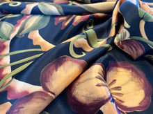 Load image into Gallery viewer, Baroque Fall Gold &amp; Green Flowers on Black 100% Silk.    1/4 Metre Price