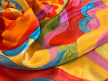 Load image into Gallery viewer, Neon Happiness Swirls 100% Silk.  1/4 Metre Price