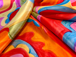 Neon Happiness Swirls 100% Silk.  1/4 Metre Price