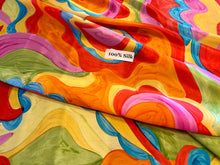 Load image into Gallery viewer, Neon Happiness Swirls 100% Silk.  1/4 Metre Price