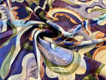 Load image into Gallery viewer, Painted Royal &amp; Purple Waves of Paisley 100% Silk.   1/4 Metre Price