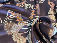 Load image into Gallery viewer, Wild Flowers on Navy Blue 100% Silk Charmeuse.   1/4 Metre Price