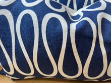 Load image into Gallery viewer, Designer Blue &amp; White Ribbon Oblong Pillows    Price per Pillow Cover