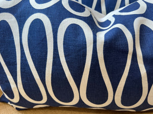 Designer Blue & White Ribbon Oblong Pillows    Price per Pillow Cover